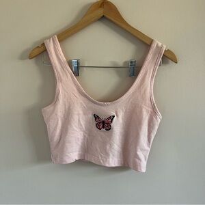 Francesca Farago Pink Butterfly Crop Top | In The Style | UK 10 / US 6